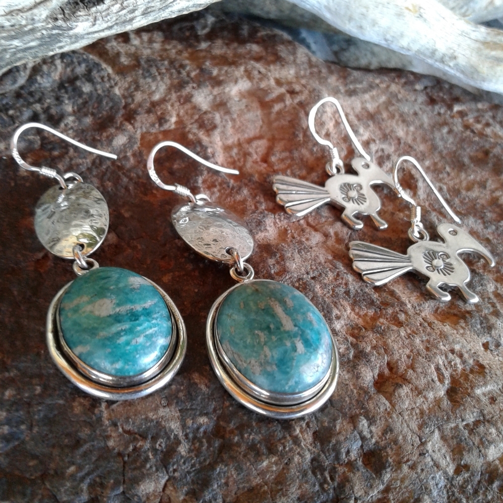 Sterling Silver Artisan Set of 2 pairs of Earrings
